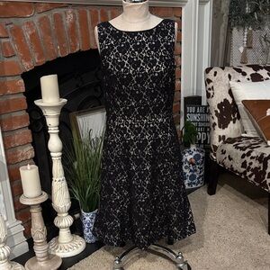 White House Black Market Black Lace Midi Dress